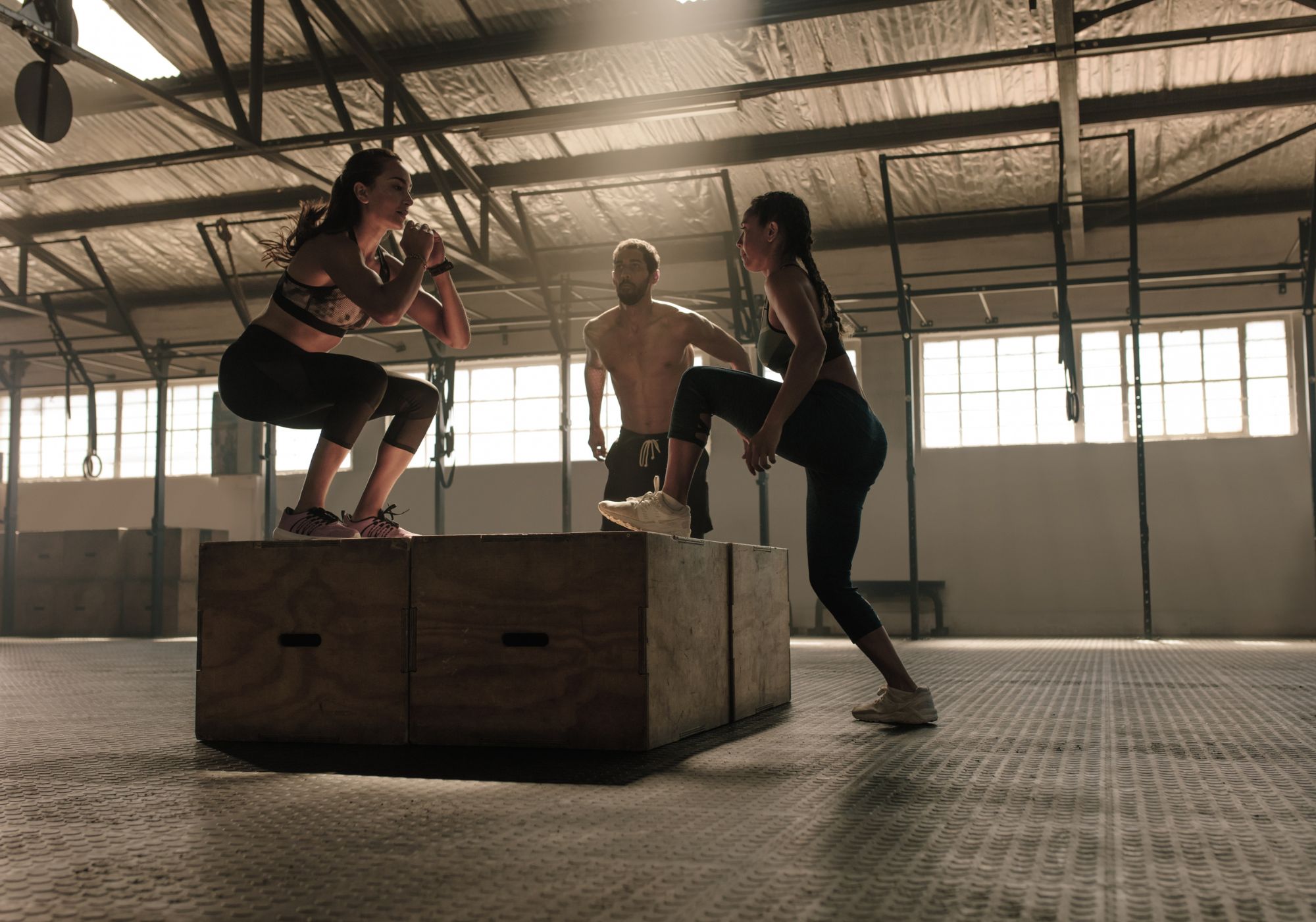 group training with box jumps